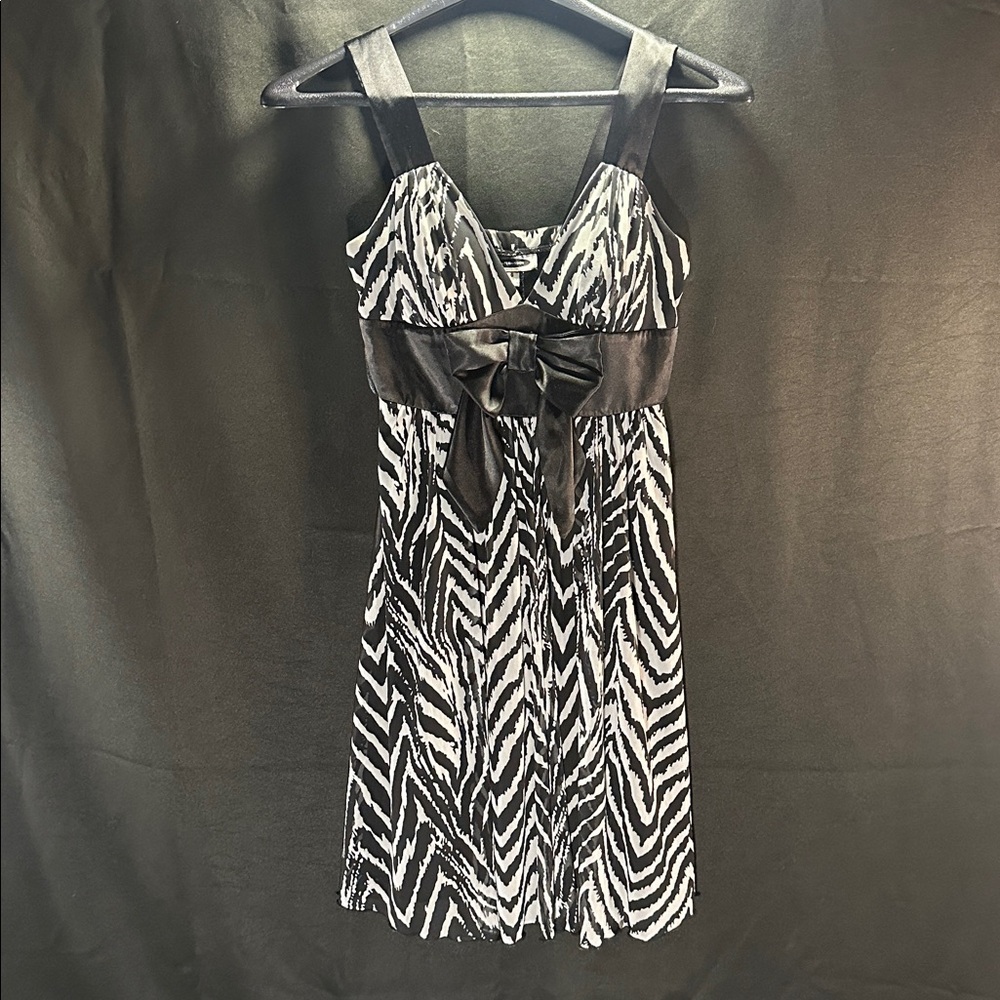 Black and White Zebra Print Dress with Bow